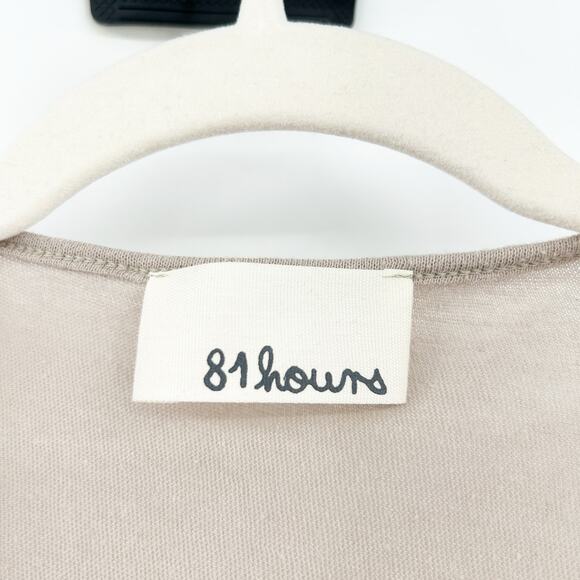 81hours Womens Quiet Luxury Neutral Scoop Neck Cashmere Blend Tank Top Small Tan - Picture 2 of 5